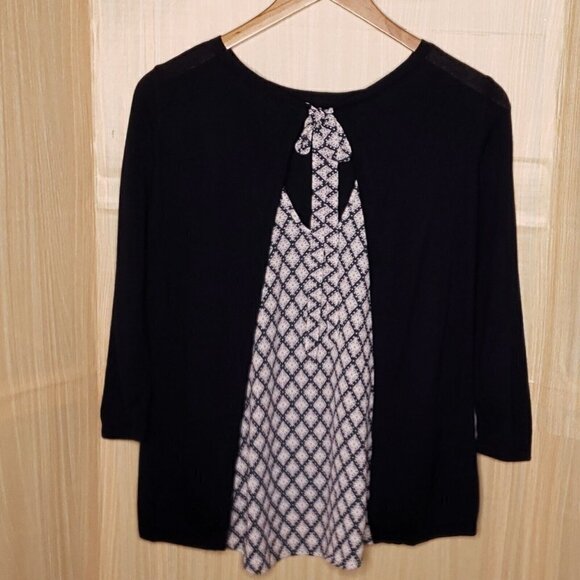 Loft Mixed Material Lightweight Sweater With Silky Back Blue Small - Picture 2 of 6